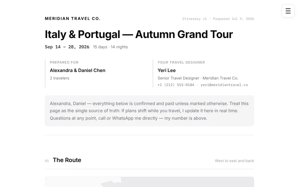 Preview of travel-itinerary
